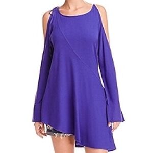 NWT‎ Free People Violet Purple Cold-Shoulder Tunic Top / Swing Dress- M